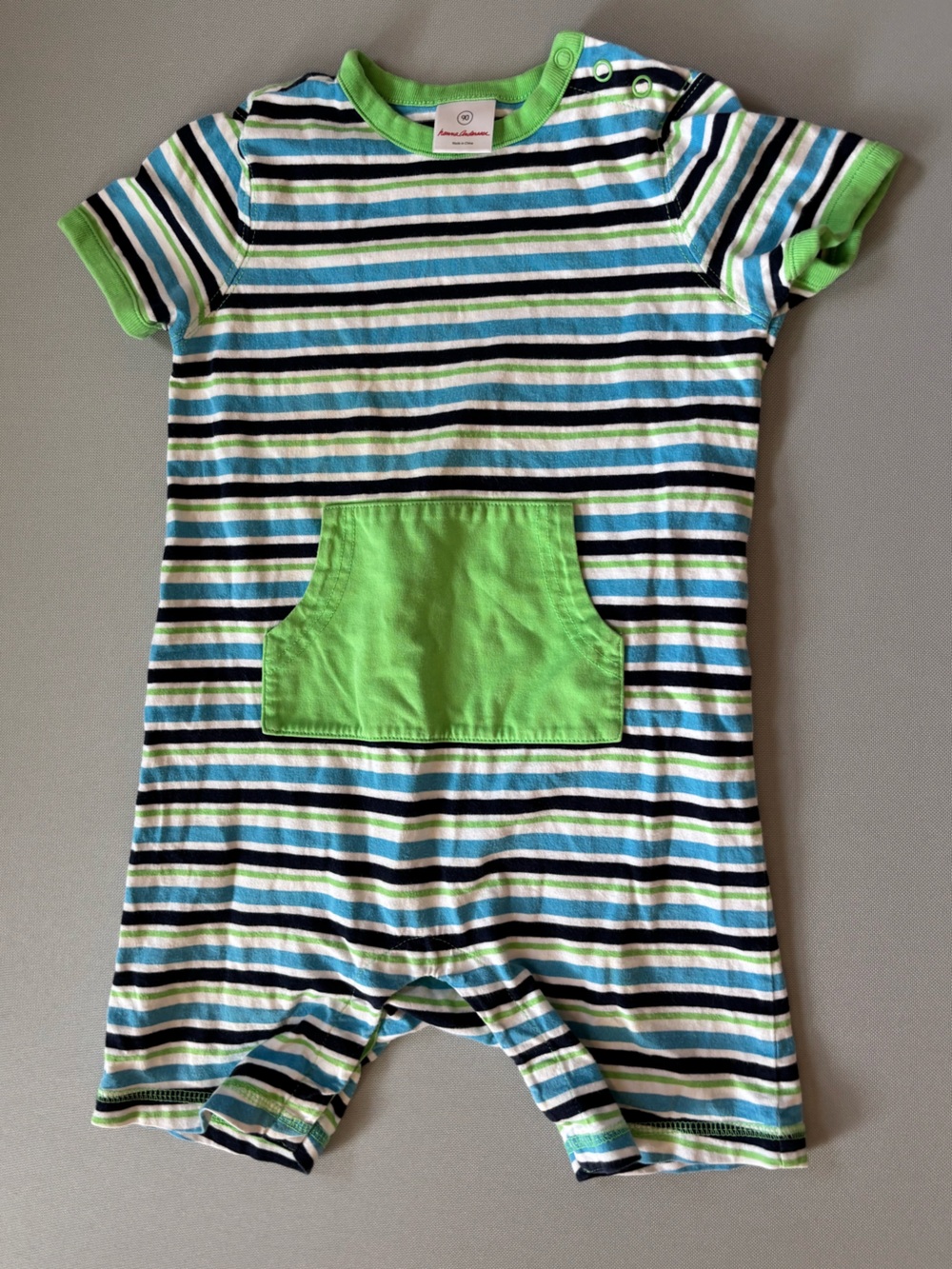 Hanna Andersson Striped Blue & Green Romper Size 3T/90